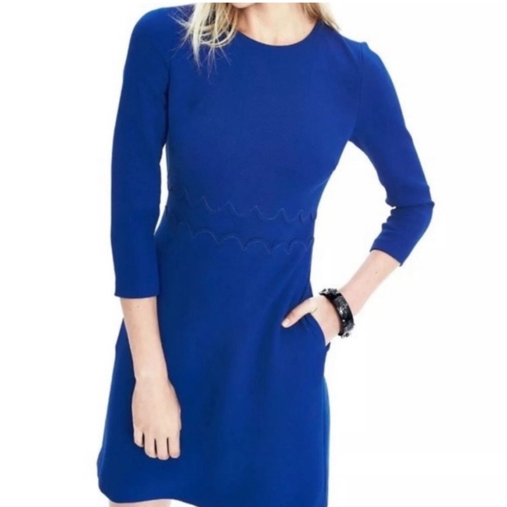 Banana Republic Royal Blue Shift Dress with scallop waist, size 8